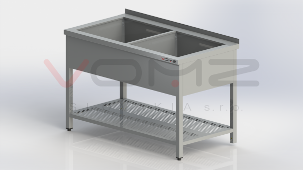Geschweißtes Doppelwaschbecken mit Ablage