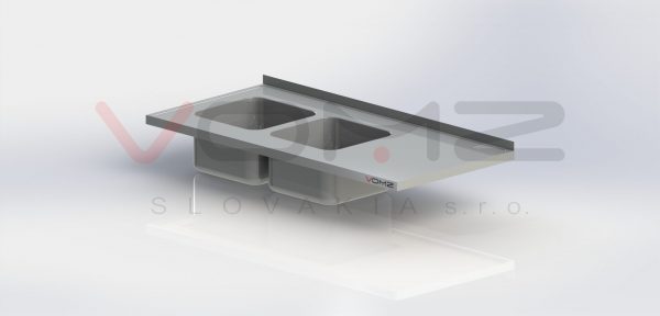 Worktop moulded with two sinks