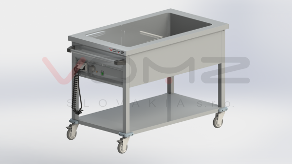 Dispensing warming trolley with shelf