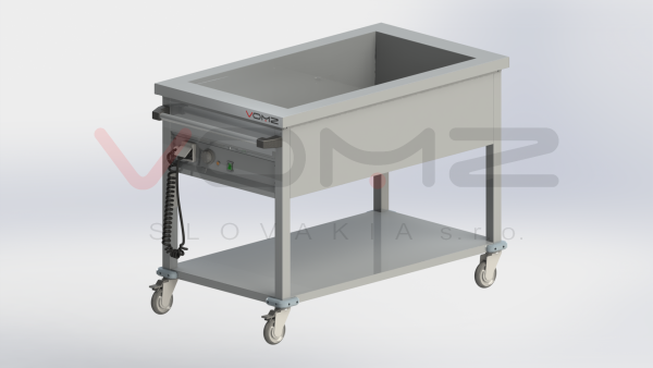 Dispensing warming trolley with shelf