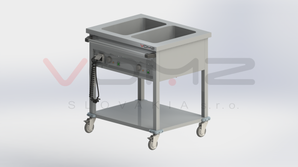 Dispensing warming trolley with shelf