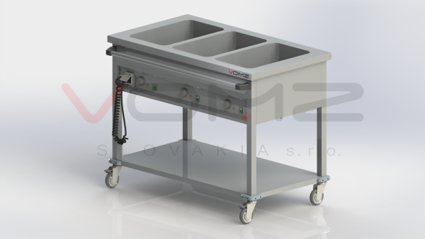 Dispensing warming trolley with shelf