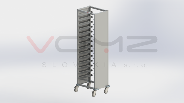 Tray trolley with covers - single row